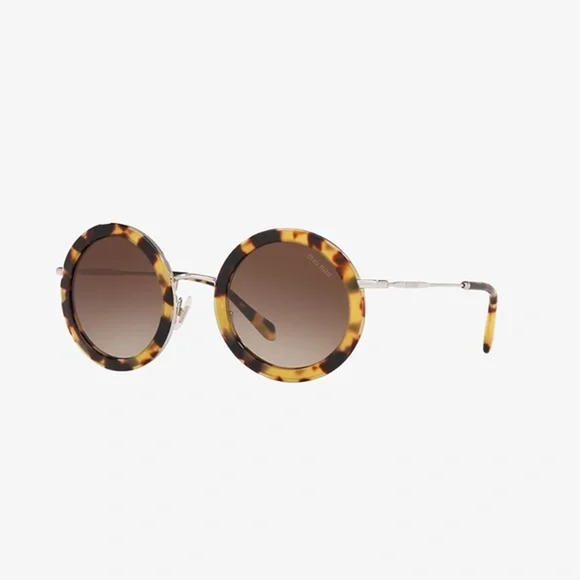 Miu Mu Light Havana / Brown Gradient Oversized Round Sunglasses main image 4